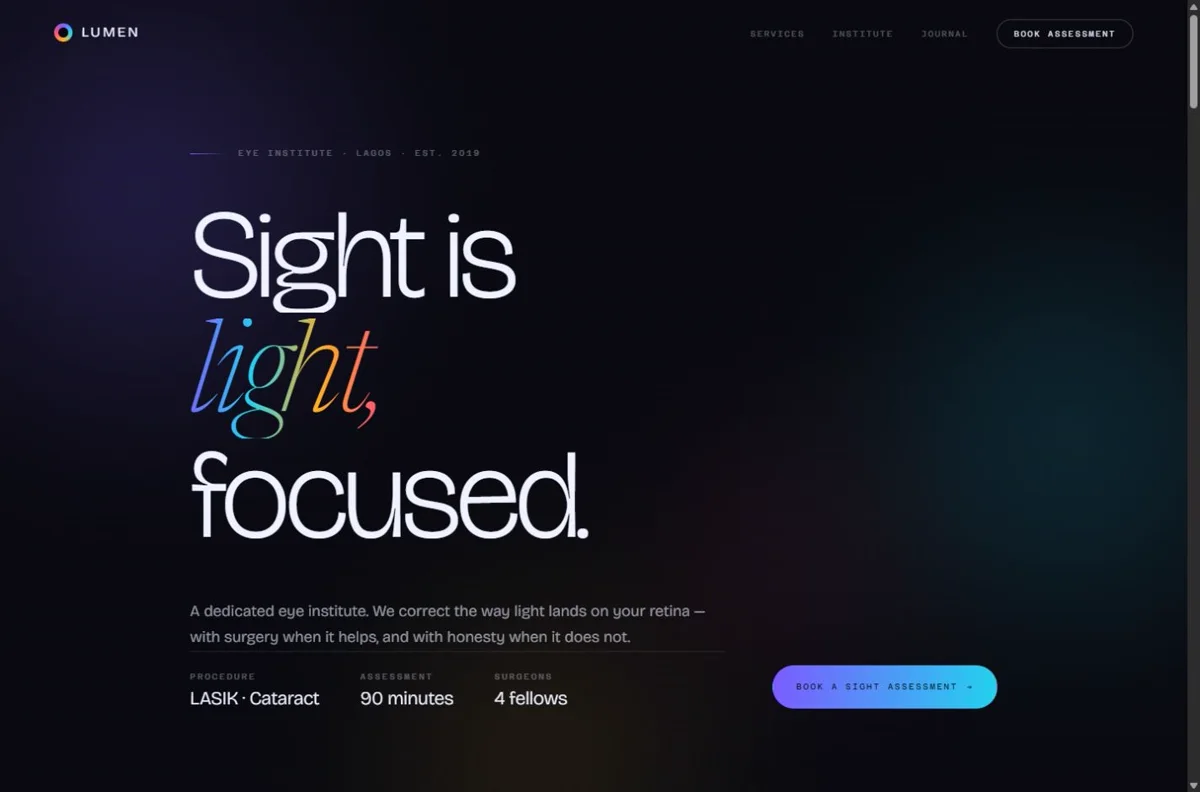 Lumen Eye concept website preview