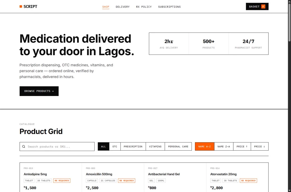 Script concept website preview